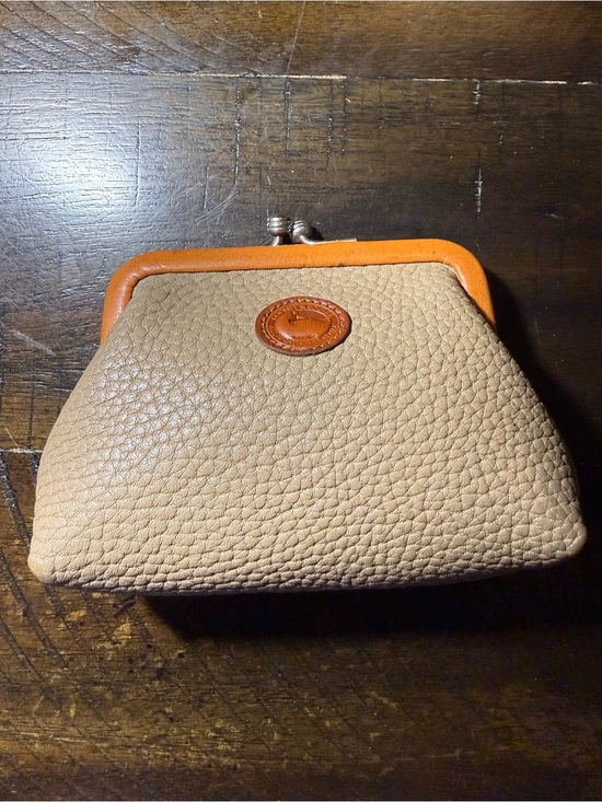 Dooney & Bourke Handbags - Vintage Dooney & Bourke Coin Purse Kiss Lock AWL Leather Duck Logo Taupe